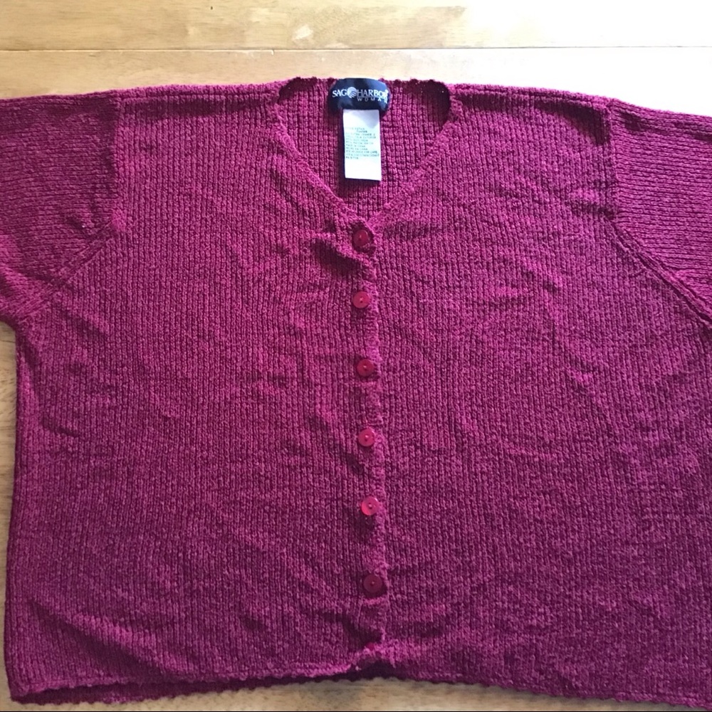 Sag Harbor Buttoned Short Sleeve Sweater Shrug 2X